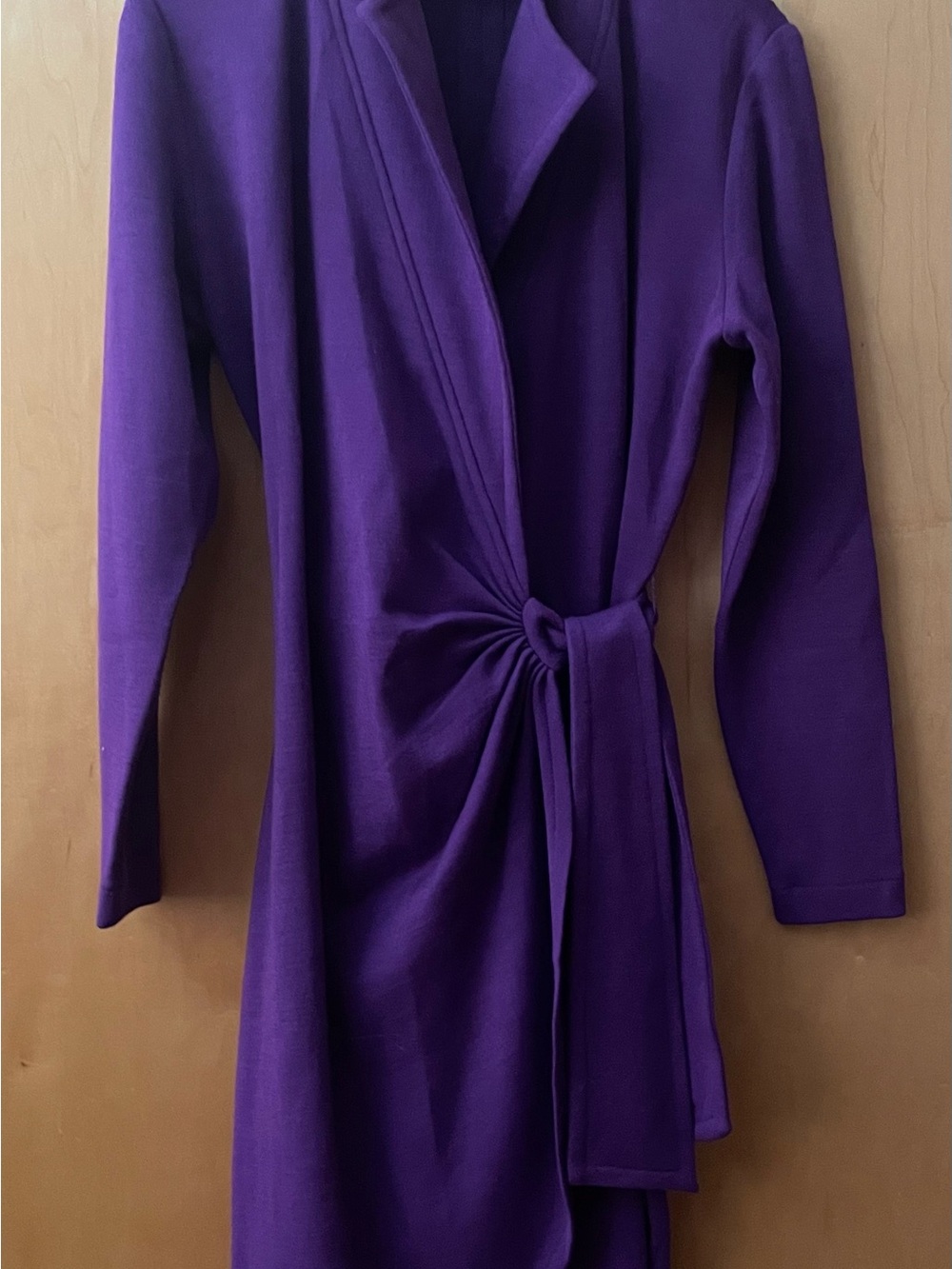 Vintage Claiborne wool acrylic Purple Knot-Front Wrap Robe XS